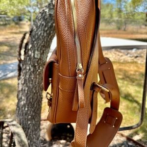 Renwick genuine Leather backpack tan w/ gold hardware